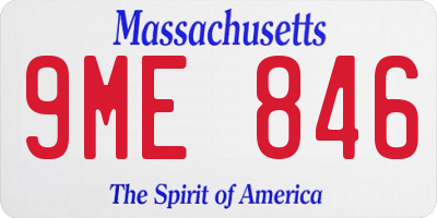 MA license plate 9ME846