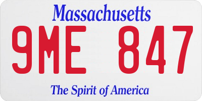 MA license plate 9ME847