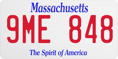 MA license plate 9ME848