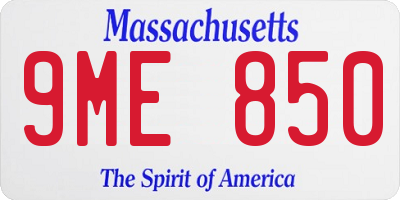 MA license plate 9ME850