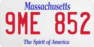 MA license plate 9ME852