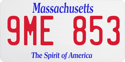 MA license plate 9ME853