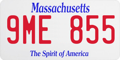 MA license plate 9ME855