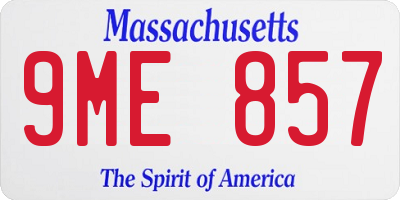 MA license plate 9ME857