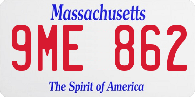 MA license plate 9ME862
