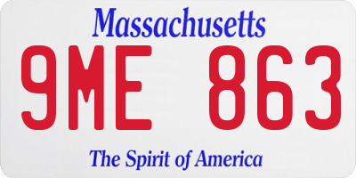 MA license plate 9ME863