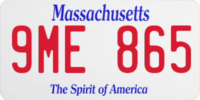 MA license plate 9ME865