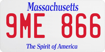 MA license plate 9ME866