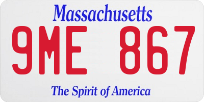 MA license plate 9ME867