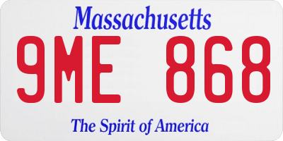 MA license plate 9ME868