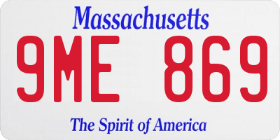 MA license plate 9ME869