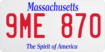 MA license plate 9ME870