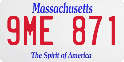 MA license plate 9ME871