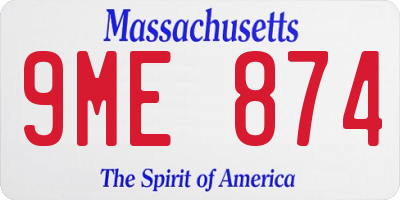 MA license plate 9ME874