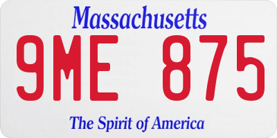 MA license plate 9ME875