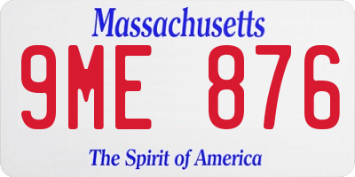MA license plate 9ME876