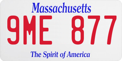 MA license plate 9ME877