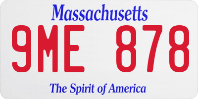 MA license plate 9ME878