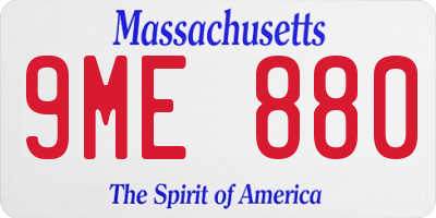 MA license plate 9ME880