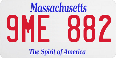 MA license plate 9ME882