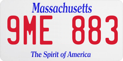 MA license plate 9ME883