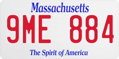 MA license plate 9ME884