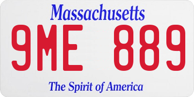 MA license plate 9ME889