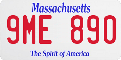 MA license plate 9ME890