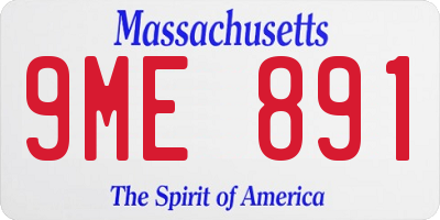 MA license plate 9ME891
