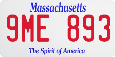 MA license plate 9ME893