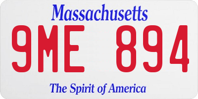 MA license plate 9ME894