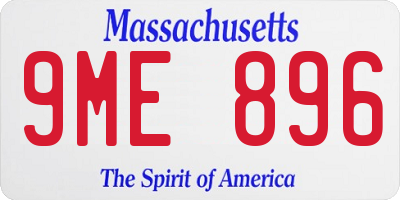 MA license plate 9ME896