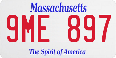 MA license plate 9ME897