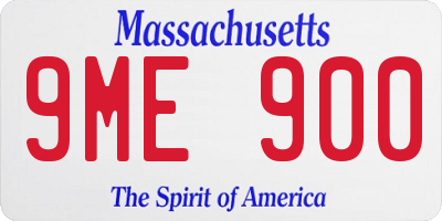 MA license plate 9ME900