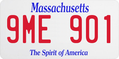 MA license plate 9ME901