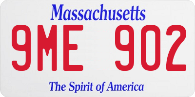 MA license plate 9ME902