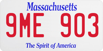 MA license plate 9ME903