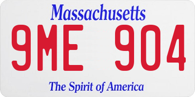 MA license plate 9ME904