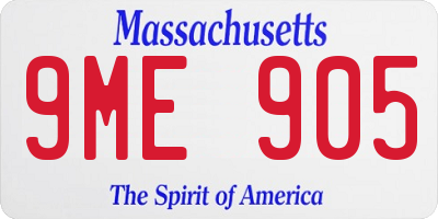 MA license plate 9ME905