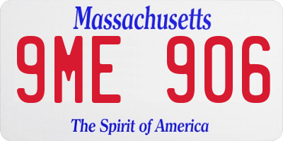 MA license plate 9ME906