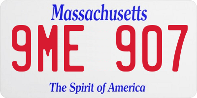 MA license plate 9ME907