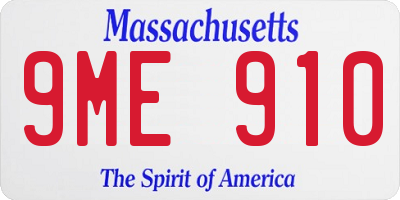 MA license plate 9ME910