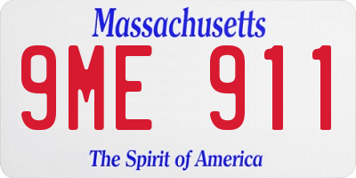 MA license plate 9ME911
