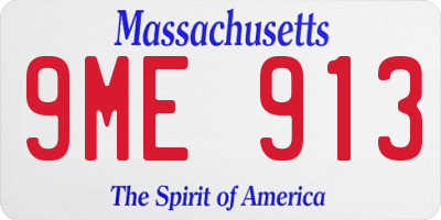 MA license plate 9ME913