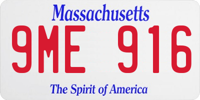 MA license plate 9ME916