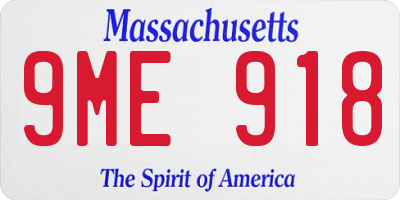MA license plate 9ME918