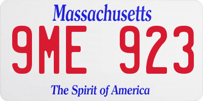 MA license plate 9ME923