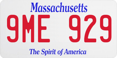 MA license plate 9ME929