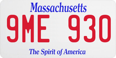 MA license plate 9ME930