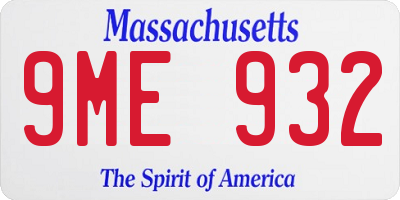 MA license plate 9ME932